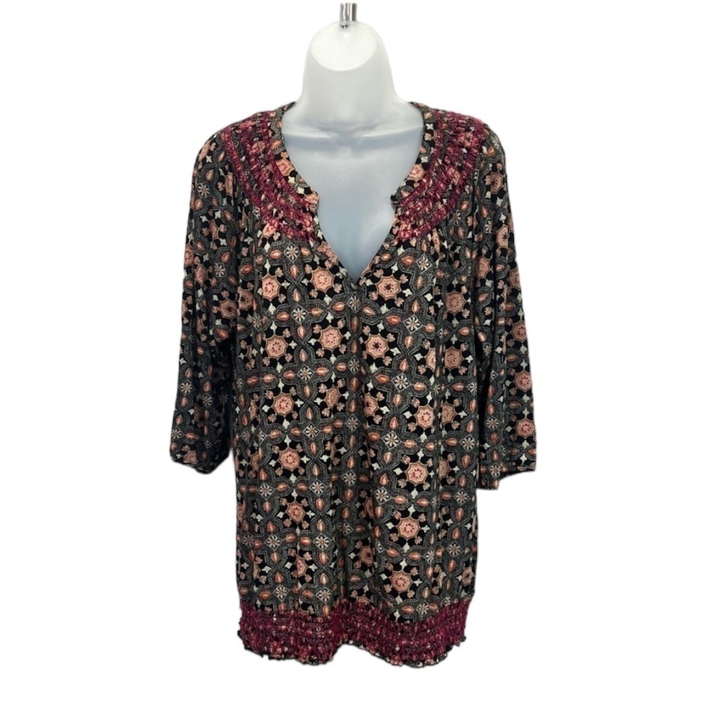 Lucky Brand Women 3/4 Sleeve Blouse Top Size 1X